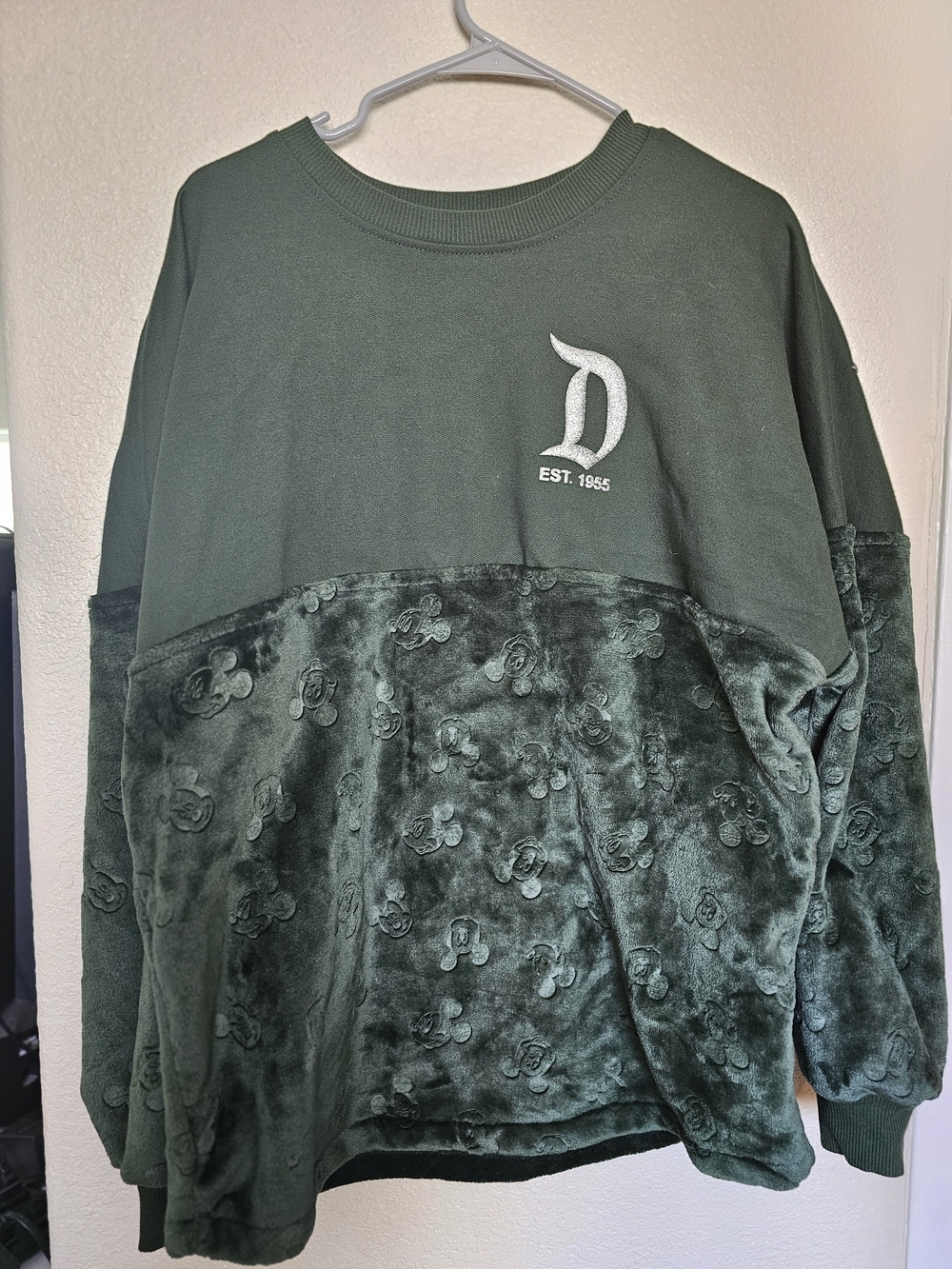 Disney Dark Green Plush-Panel Sweatshirt